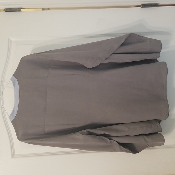 Soft Surroundings Gray 100% Silk Mandarin Collar Button Down Shirt - Picture 4 of 7